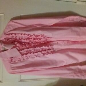 Pink Ruffled Button-Up Shirt